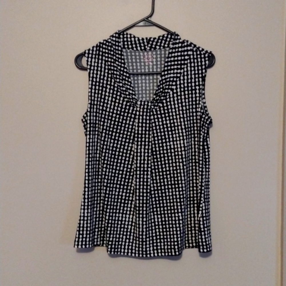 212 COLLECTION black and white print sleeveless top women's - PETITE MEDIUM